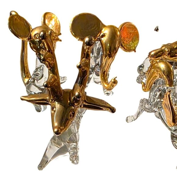4 Vintage Crystal Animal Figurines 24K Gold Gilded mouse elephant deer Pegasus - Picture 3 of 16